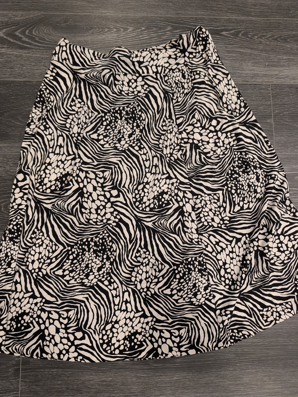 Black & White Abstract Print A-Line Skirt
